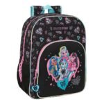 Monster High Mochila Escolar Adaptable a Carro Negra
