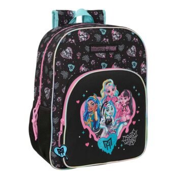Monster High Mochila Escolar Adaptable a Carro Negra