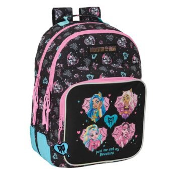 Monster High Mochila Doble Adaptable a Carro Negra SAFTA