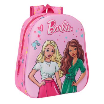Mochila Barbie 3D Oficial Rosa Fucsia SAFTA | Infantil | Diseño Exclusivo