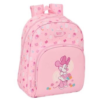 Mochila Infantil Minnie Mouse Baby Rosa Adaptable Carro SAFTA