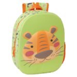 Mochila 3D Articulos Safta Safta Tiger Verde Lima Niños