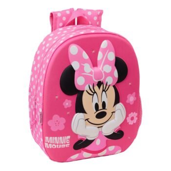 Minnie Mouse Mochila 3D LED Rosa Preescolar Disney Oficial SAFTA