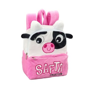 Safta Mochila Peluche Vaca Preescolar Blanco y Rosa Oficial