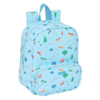 Mochila Guarderia Articulos Safta "Coches" Preescolar Azul