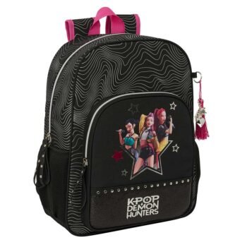 K-Pop Demon Hunters Energy Mochila Escolar Adaptable Carro Negro