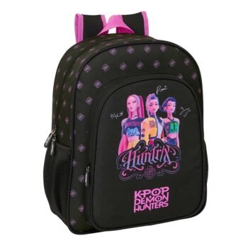 Mochila Junior Adapt. Carro K-Pop Demon Hunters Negra Oficial SAFTA