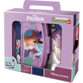 Disney Frozen Cool Days Set Botella y Sandwichera + Cubiertos Violeta y Celeste