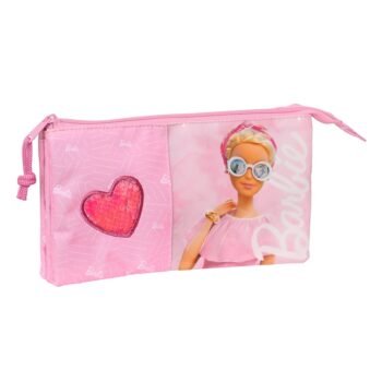 Portatodo Triple Barbie Girl Rosa SAFTA | Estuche Escolar Preescolar