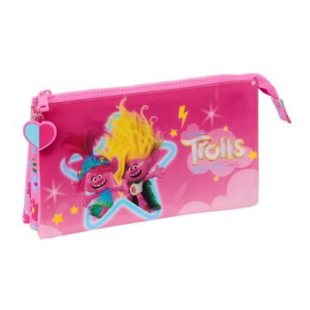Trolls 3 Portatodo Triple ROSA - Estuche Escolar Oficial SAFTA