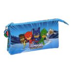 Pj Masks Portatodo Triple AZUL SAFTA | Estuche Escolar 3 Compartimentos