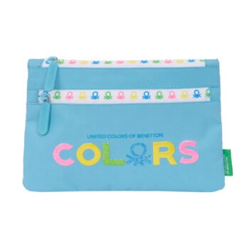 Estuche Escolar Benetton Spring Grande Celeste | 2 Cremalleras