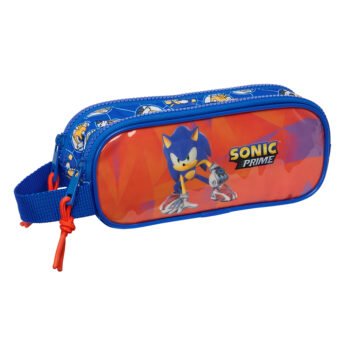 Portatodo Doble Sonic Prime Azul SAFTA | Estuche Escolar Juvenil
