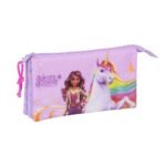 Unicorn Academy Portatodo Triple LILA | Estuche Escolar SAFTA Oficial