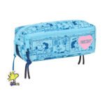 Snoopy Love Portatodo Triple Pequeño Azul Claro | Goma Elástica 22cm
