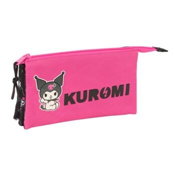 Kuromi Portatodo Triple Oficial SAFTA - Estuche Escolar Negro/Fuchsia