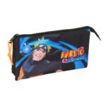 Naruto Portatodo Triple NEGRO SAFTA: Estuche Escolar 3 Cremalleras