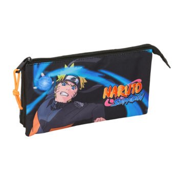 Naruto Portatodo Triple NEGRO SAFTA: Estuche Escolar 3 Cremalleras