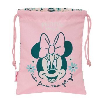 Saquito Merienda Minnie Mouse Minty Rosa Floral Disney Oficial SAFTA