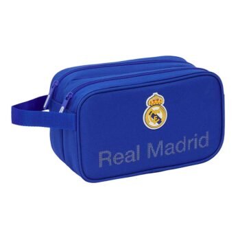Real Madrid Neceser Juvenil Adaptable Carro 2 Cremalleras Azul