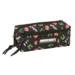 Minecraft Portatodo Triple Pequeño NEGRO con Goma Elástica Oficial SAFTA