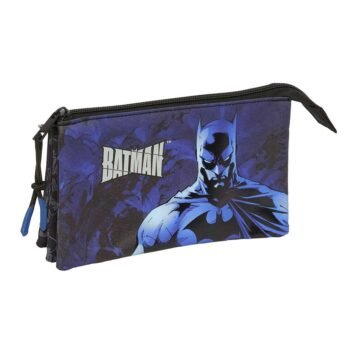 DC Comics Batman Portatodo Triple SAFTA Negro - Estuche Escolar Preescolar