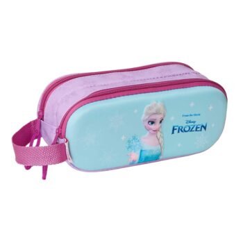 Disney Frozen 3D Portatodo Doble Celeste/Rosa - Estuche Escolar SAFTA