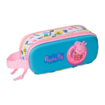 Peppa Pig 3D Portatodo Doble Blanco y Rosa para Preescolar SAFTA