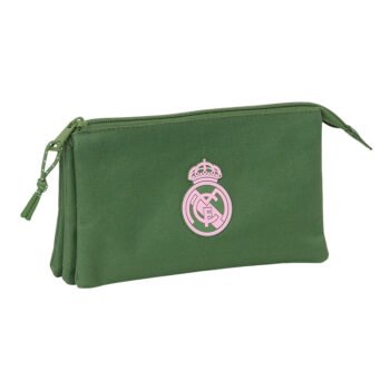 Real Madrid Portatodo Triple Chica Caqui SAFTA | Estuche Escolar Oficial