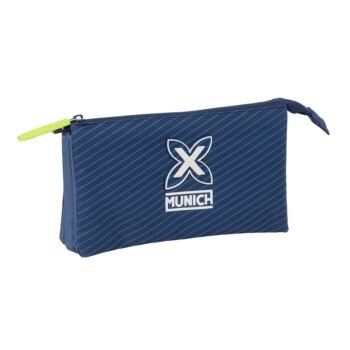 Munich Blue Indigo Portatodo Triple SAFTA - Estuche Escolar Azul Índigo