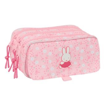 Miffy Flores Portatodo Triple Big SAFTA Rosa Palo Escolar