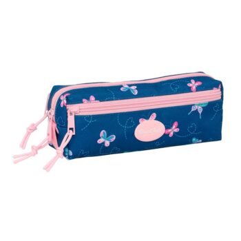 Blackfit8 "Mariposas" Portatodo Triple Pequeño Goma Elástica 22Cm Multicolor