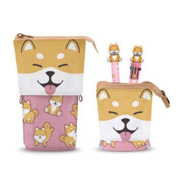 Oh My Pop! Estuche Portatodo Vertical Cute + Bolígrafos 10 Colores & Shiba Borrable