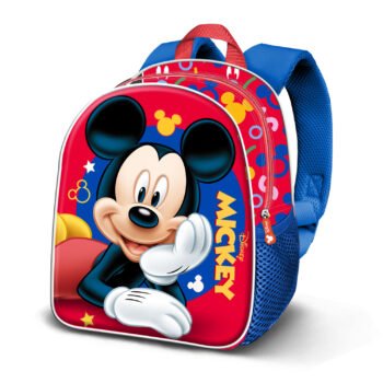Disney Mickey Mouse Mochila Infantil Preescolar Relieve Frontal 3D Rojo