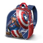 Marvel Avengers Mochila Infantil Preescolar Capitán América Relieve Frontal 3D Azul