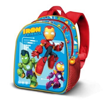 Marvel Iron Man Mochila Infantil Preescolar Relieve Frontal 3D Azul