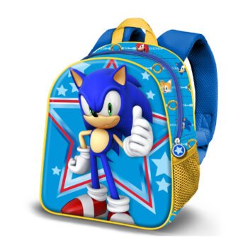 Sonic Mochila Infantil Preescolar Relieve Frontal 3D Azul