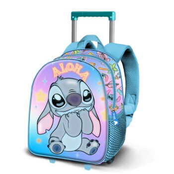 Disney Lilo & Stitch Mochila con Carro & Relieve Frontal 3D Infantil Azul