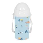 Botella 500Ml con Pajita Azul