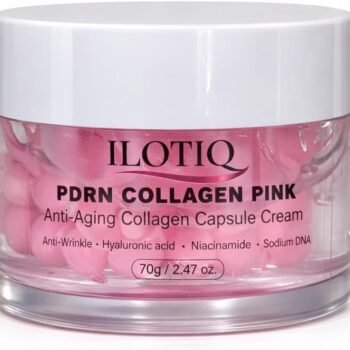 Crema Facial con Colágeno Rosa de Salmón PDRN – Hidratante con Ácido Hialurónico, Niacinamida, Glicerina, Manzanilla y Aceite Mineral – Cápsulas Antiarrugas" 70 gramos