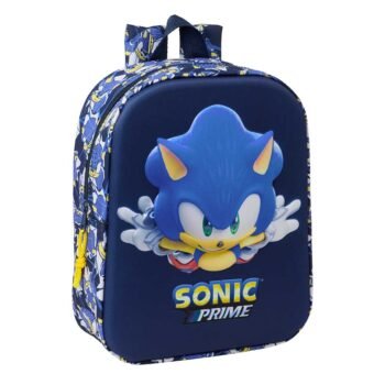 Sonic Mochila Infantil Preescolar Relieve Frontal 3D Azul
