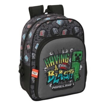 Minecraft Mochila Infantil Preescolar Rr Adaptable a Negro