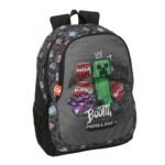 Minecraft Mochila Rr Doble Adaptable a Negro