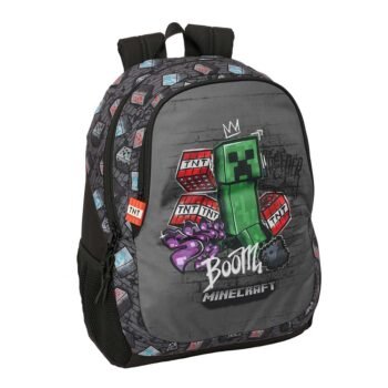 Minecraft Mochila Rr Doble Adaptable a Negro