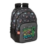 Minecraft Mochila Rr Doble Adaptable a Negro