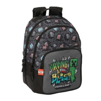 Minecraft Mochila Rr Doble Adaptable a Negro