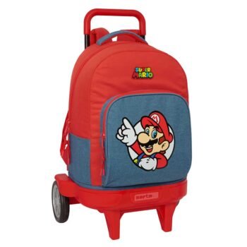Super Mario Mochila con Carro Doble Negro