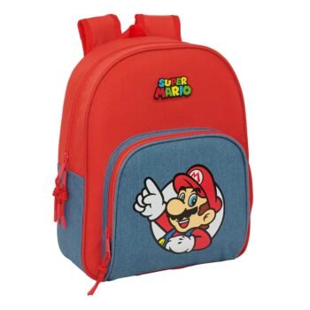 Super Mario Mochila Infantil Preescolar Adaptable a Negro
