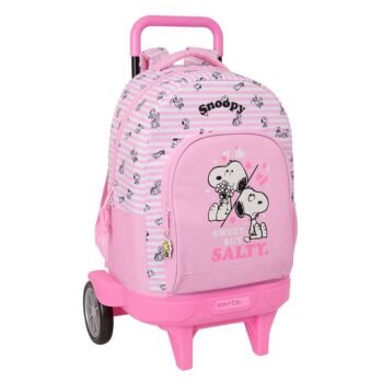 Snoopy Mochila con Carro Doble Blanco