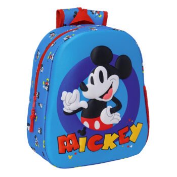 Disney Mickey Mouse Mochila Infantil Preescolar Relieve Frontal 3D Azul